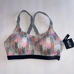 Victoria's Secret Sport 36D Chevron Patterned Sports Bra Pink Gray Black NWTS